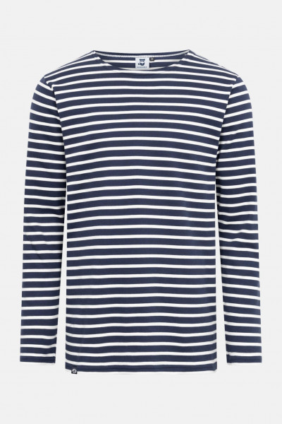 Hanseheld Streifenshirt Herren Marine-Natur Langarm Blau Weiß GOTS Organic