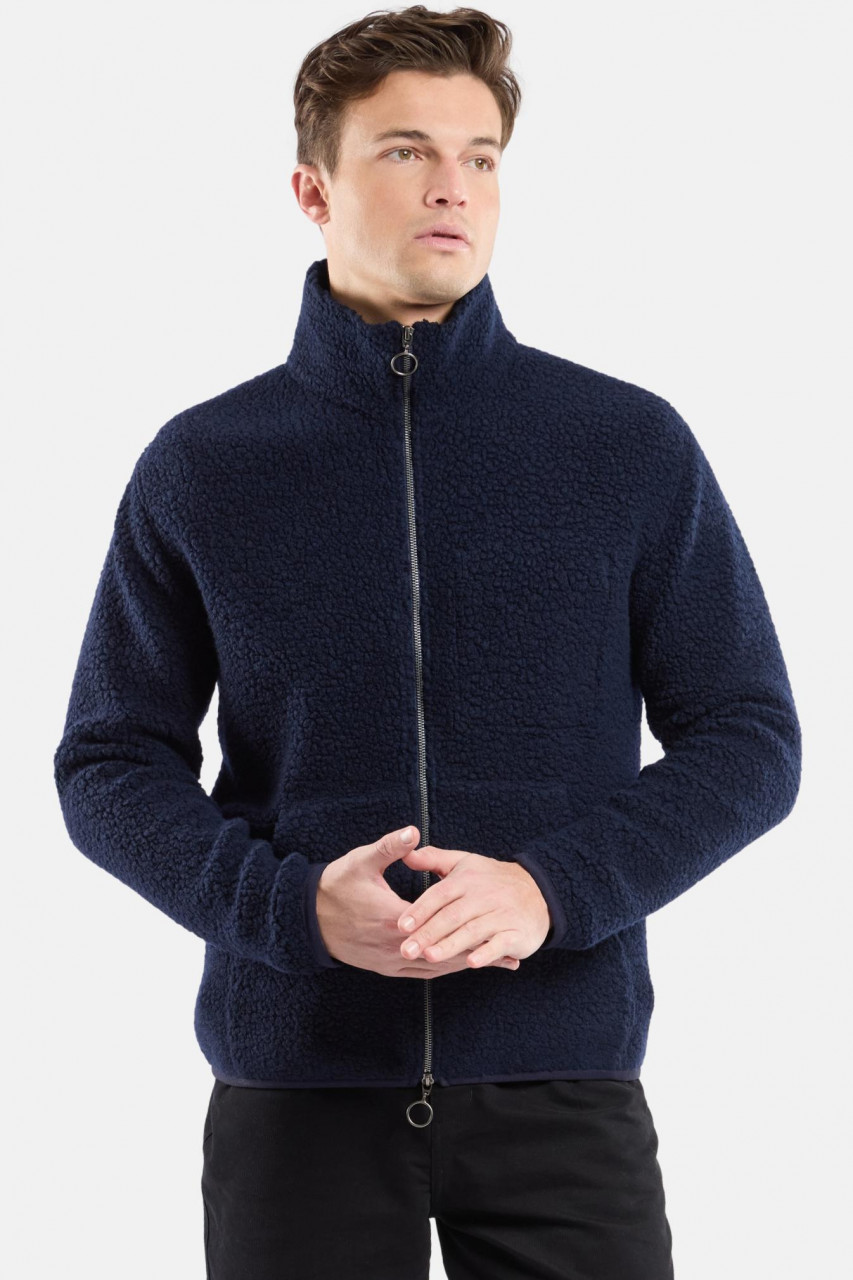 Armor Lux Fleece Jacke Herren Dunkelblau Veste Sherpa Wollmischung
