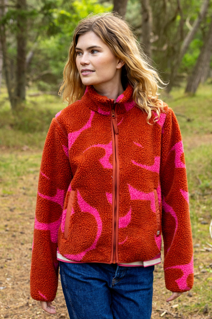 Danefae Danelabrador Fleecejacke Rot Pink Abstrakt Floral