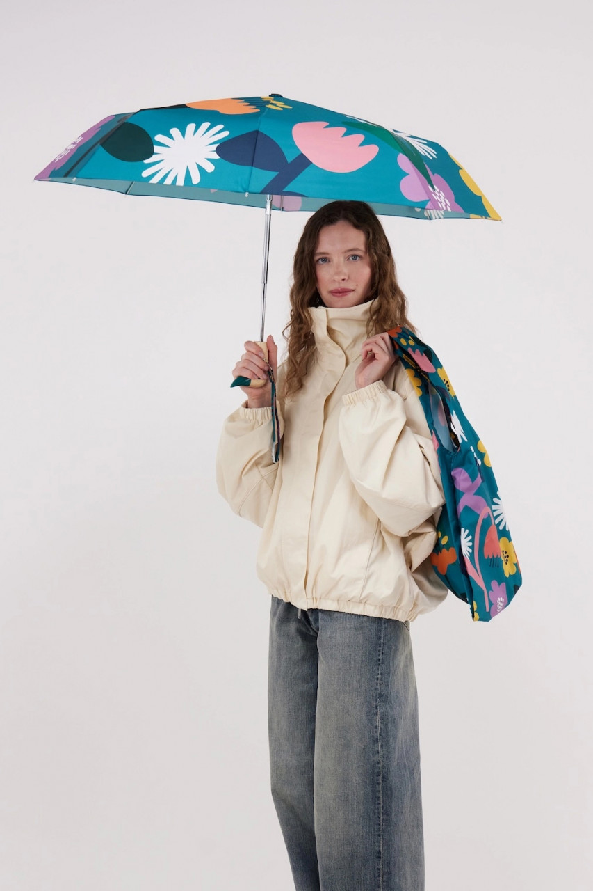 Original Duckhead Regenschirm Bloom Petrol Türkis Rosa Lila Gelb Blumen