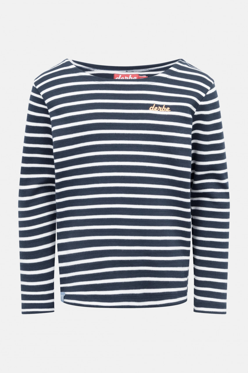 Derbe Kinder Langarmshirt Interstriped Dunkelblau Weiß