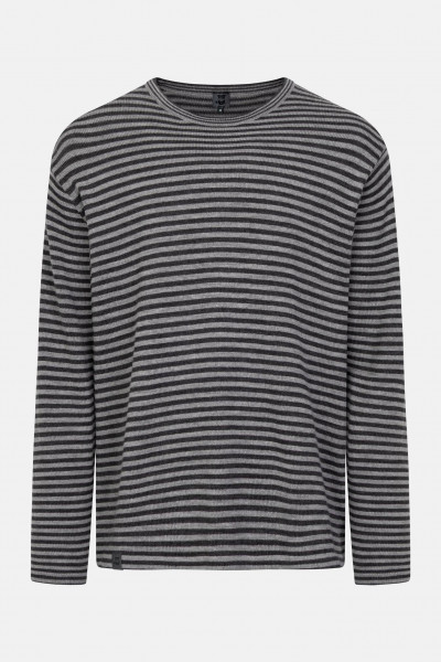 Hanseheld Herren Strickpullover Merino Anthrazit Grau Gestreift