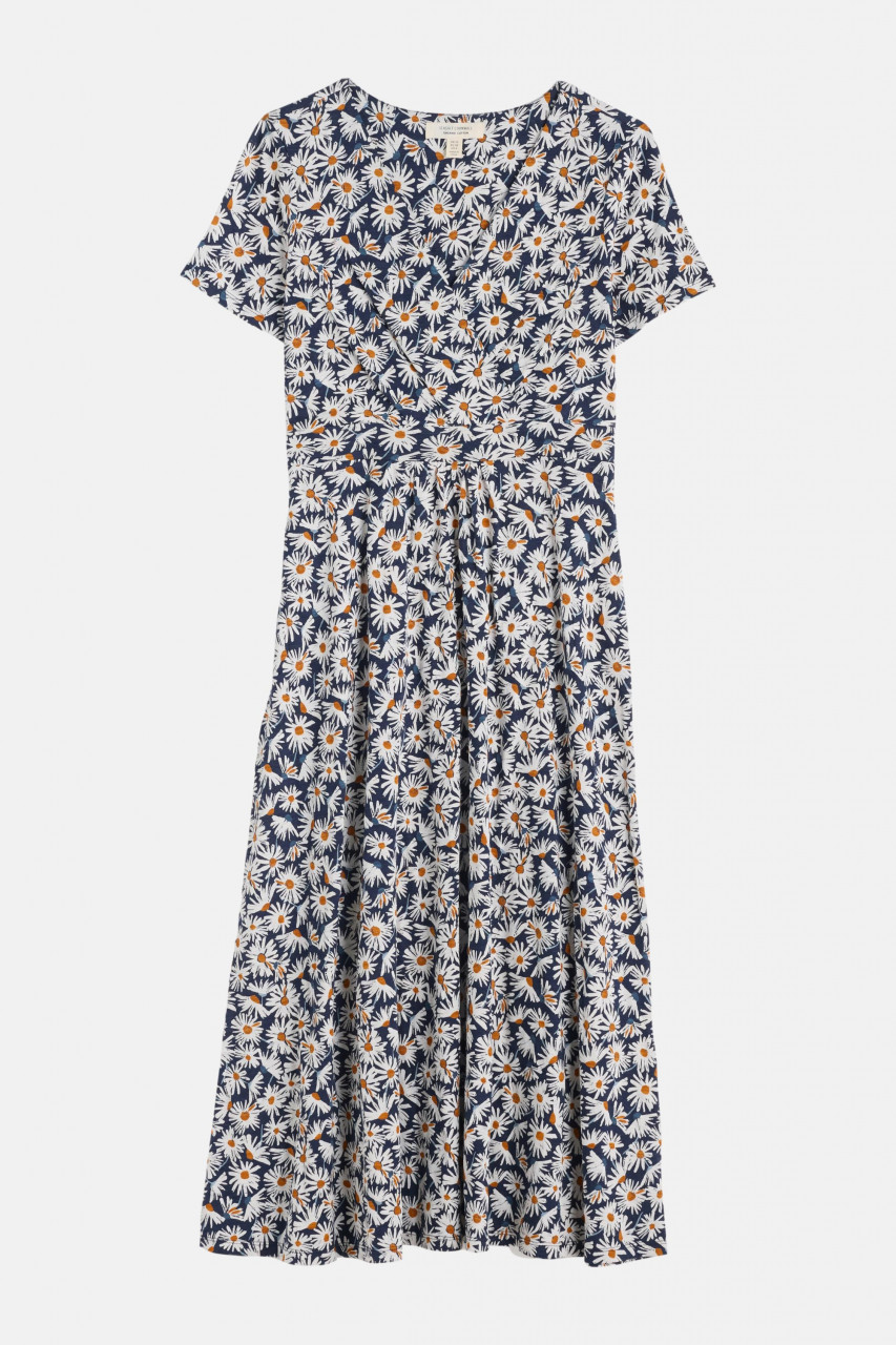 Seasalt Kleid Chapelle Damen Blau Blumen Daisy Margerite GOTS Organic