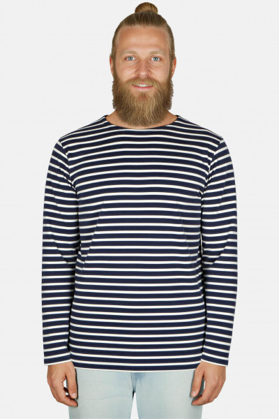Hanseheld Streifenshirt Herren Marine-Natur Langarm Blau Weiß GOTS Organic Hanseheld Streifenshirt Herren Marine-Natur Langarm Blau Weiß GOTS Organic