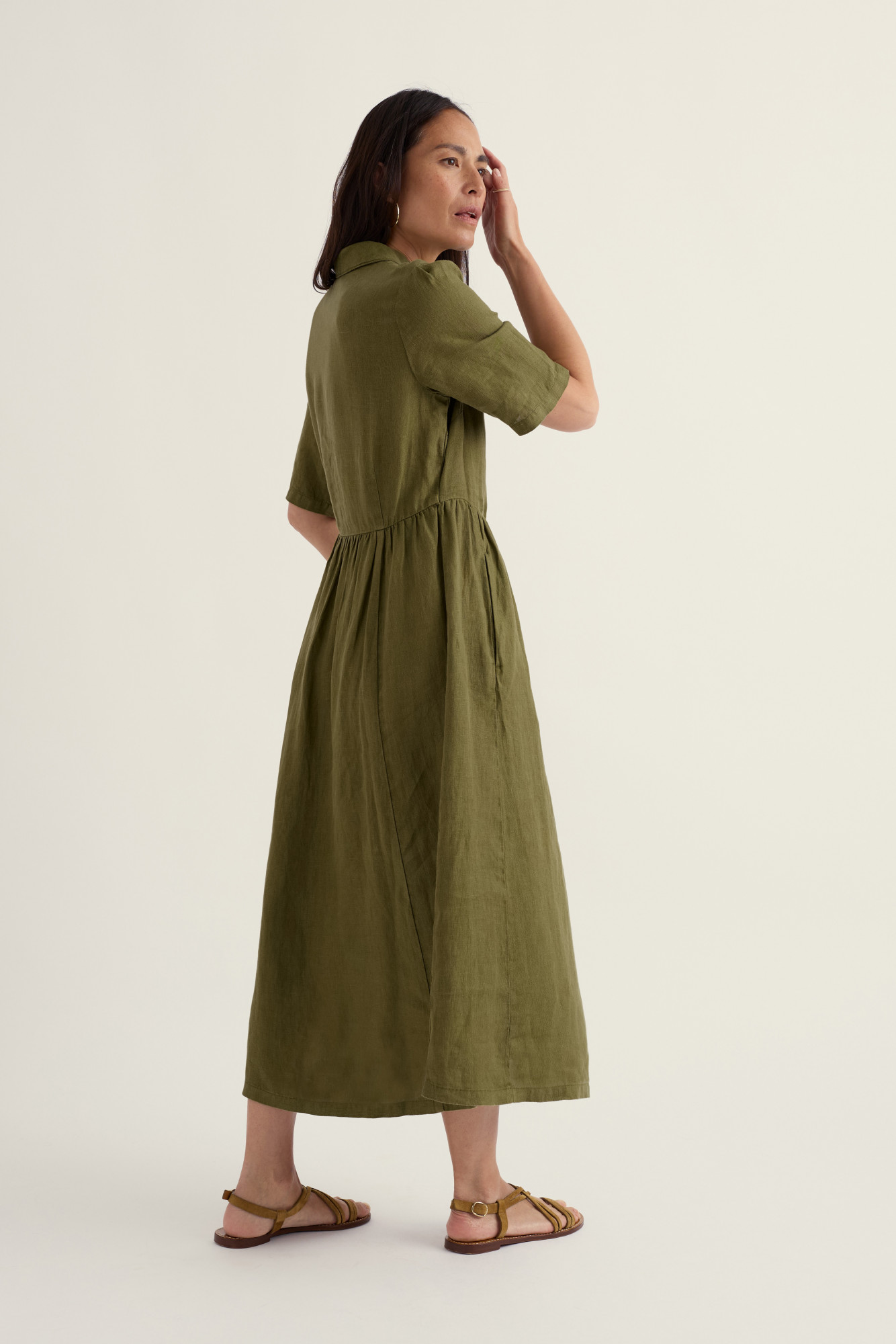 Seasalt Kleid Fen Violet Damen Oliv Grün Leinen Fischer