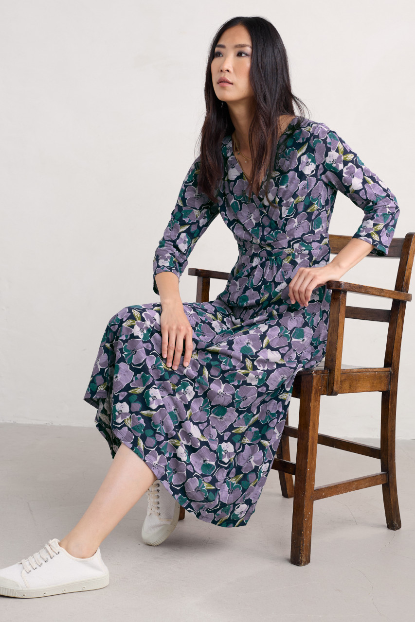 Seasalt Kleid Chapelle Damen Blumen Lila Blau Paper GOTS Organic