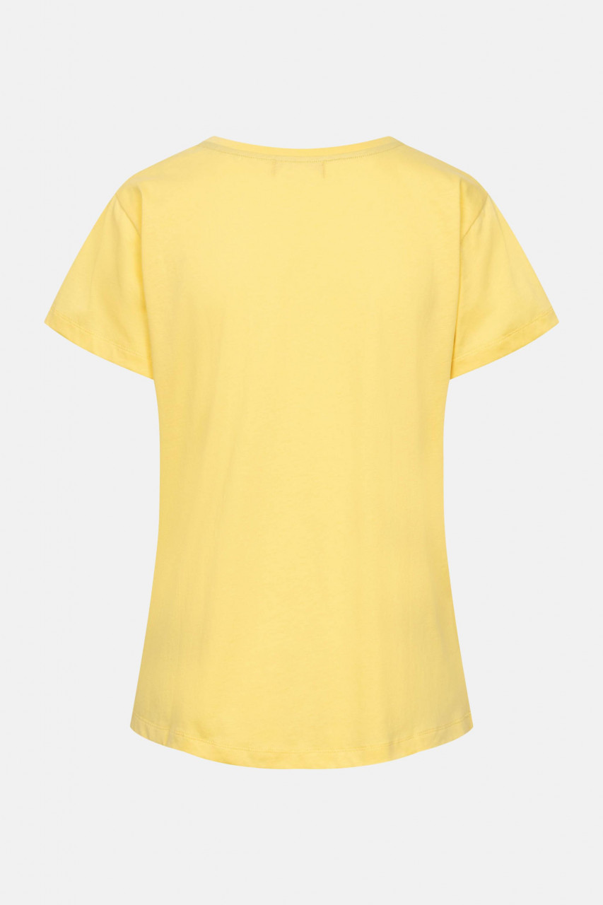 Derbe T-Shirt Leicht auf Zinne Damen Gelb Brusttasche GOTS Organic