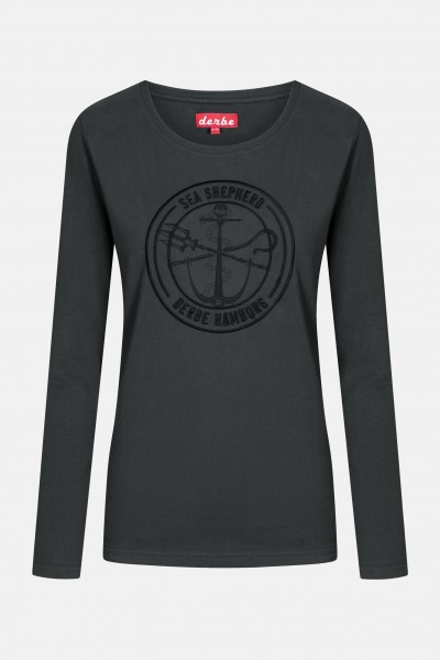 Derbe Barbe Mono LS Sea Shepherd Gots Organic Damen Langarm Shirt Schwarz