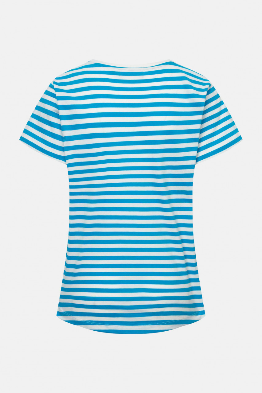 Derbe T-Shirt Sturmmöwin Striped Damen Weiß Türkis GOTS Organic