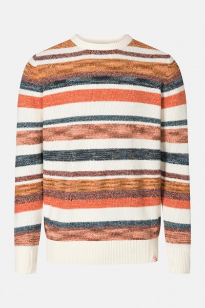 RVLT Revolution Knit Sweater Herren Pullover Offwhite Orange Gestreift