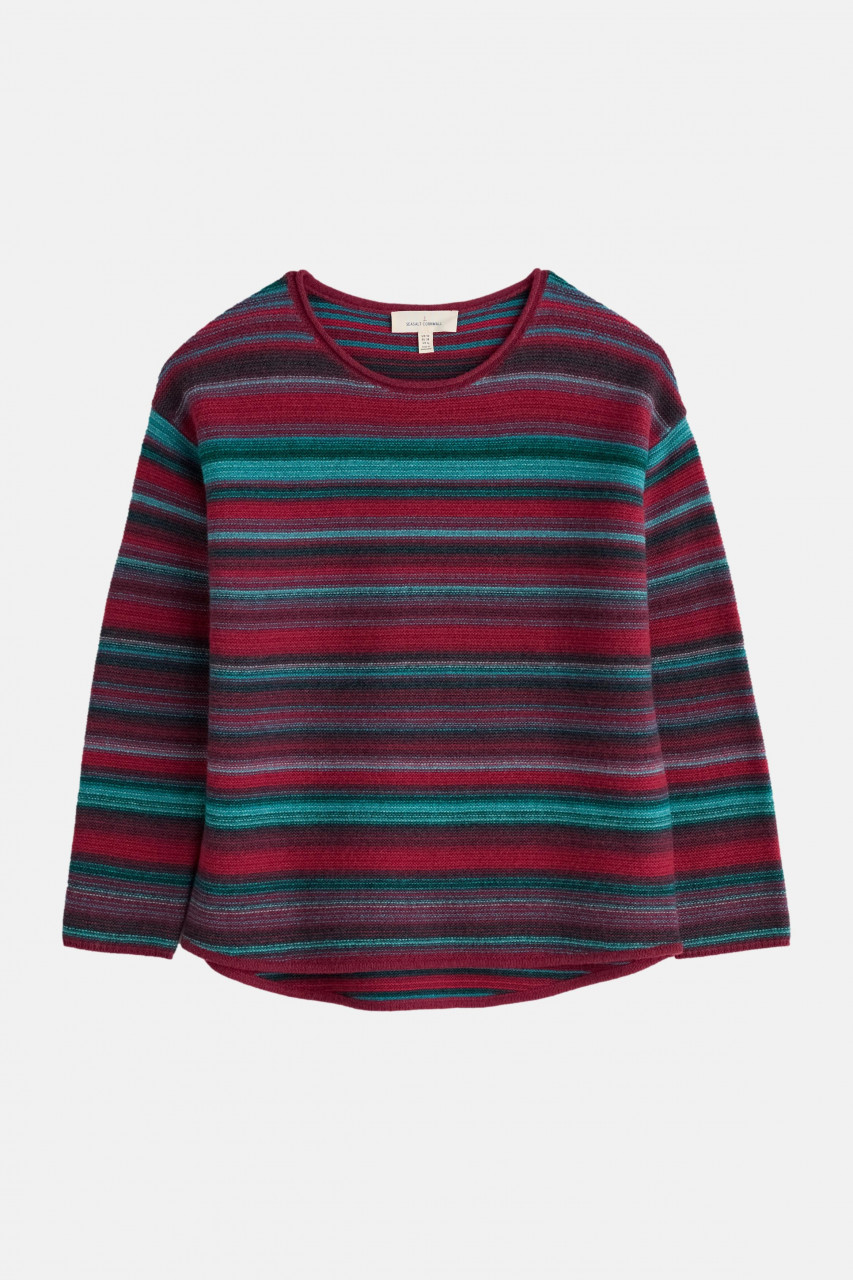 Seasalt Cornwall Pullover Fruity Damen Blau Türkis Rot Gestreift