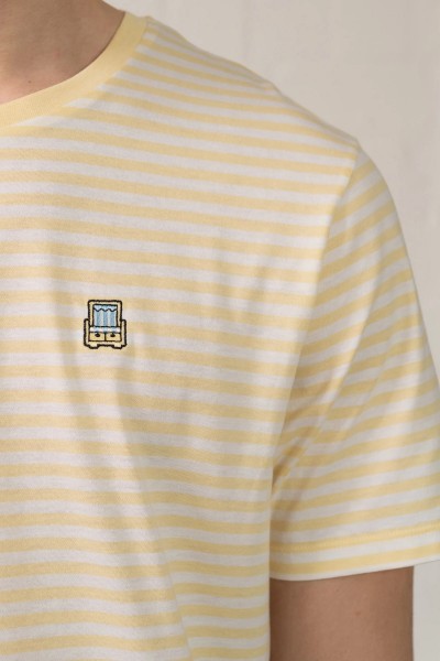 Hafendieb Strandkorb Herren T-Shirt Light Yellow Streifen Gelb