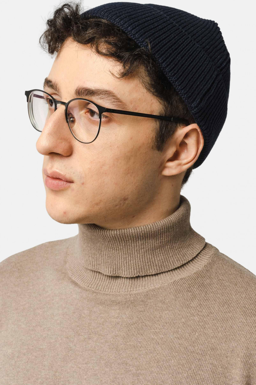 MELA kurze Rippstrick Mütze RAFI Navy Dockermütze Dunkelblau