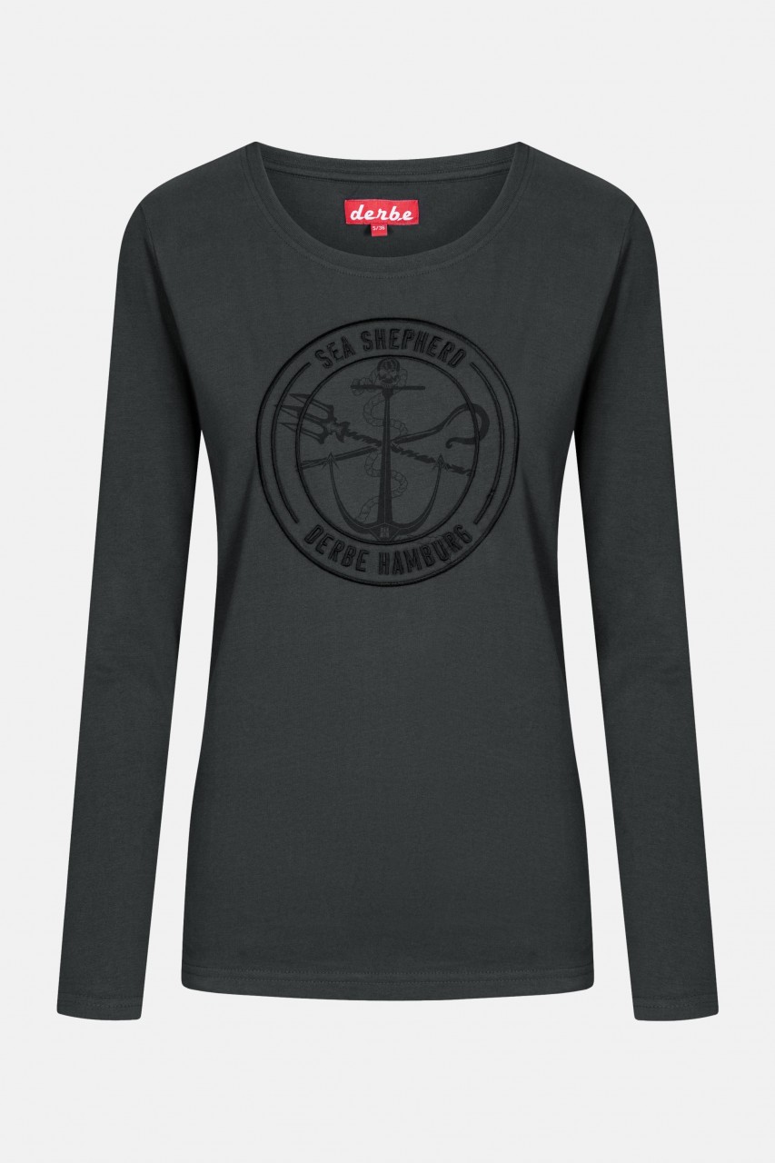 Derbe Barbe Mono LS Sea Shepherd Gots Organic Damen Langarm Shirt Schwarz