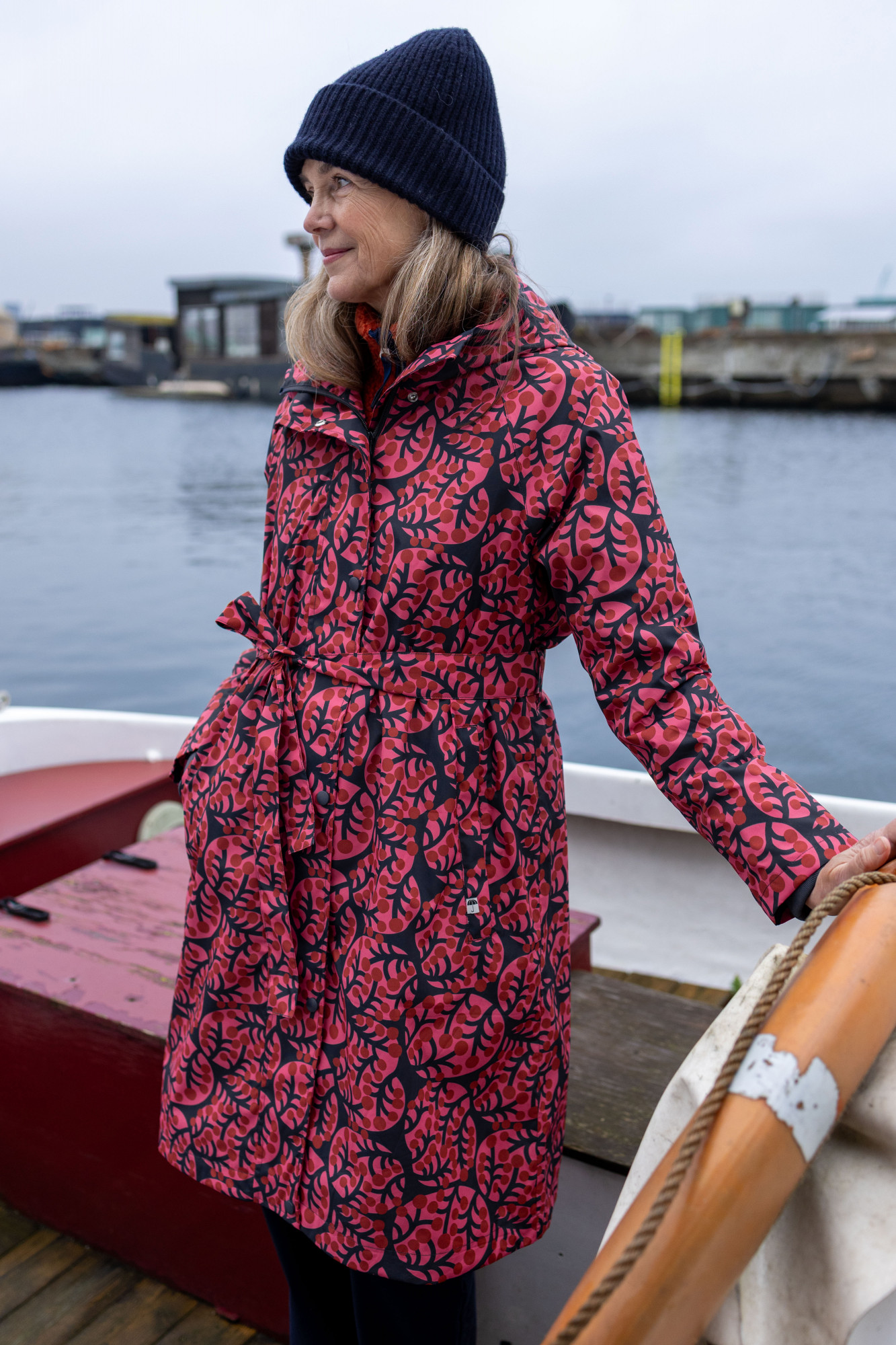 Danefae Regenmantel Danelisabeth Dunkelblau Rot Pink Damen