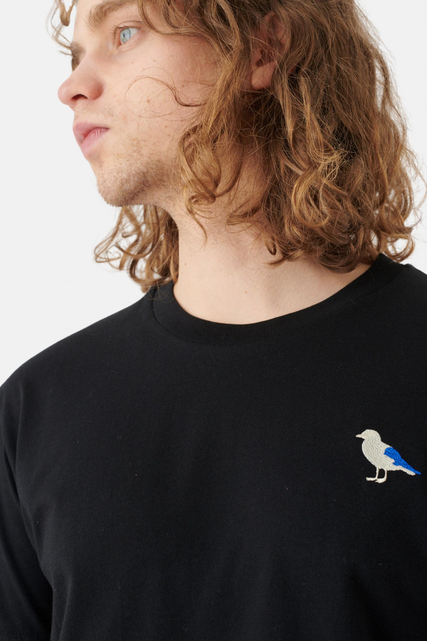 Cleptomanicx Herren T-Shirt Embro Gull Schwarz Möwe Stick Baumwolle Nachhaltig