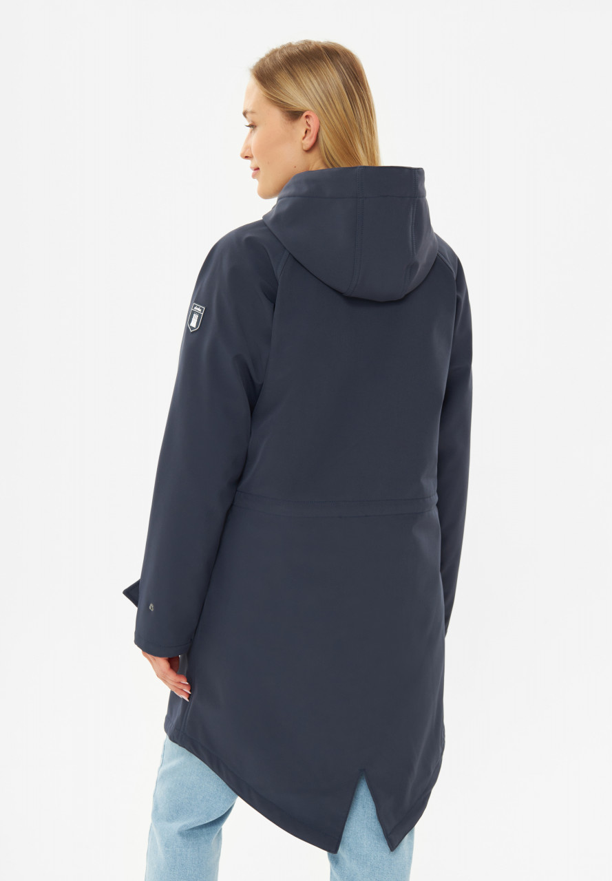 Derbe Softshell Mantel Island Friese Damen Navy Dunkelblau