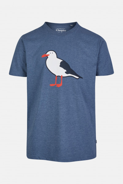 Cleptomanicx Herren T-Shirt OG Gull Möwe Heather Blue Blau Baumwolle Nachhaltig