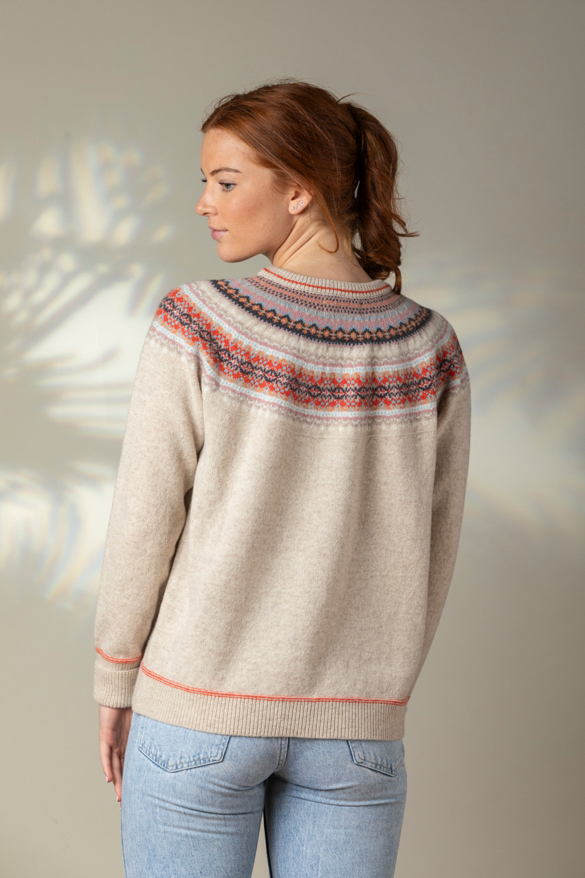ERIBÉ Pullover Alpine Breeze Damen Beige Weiß Fairisle