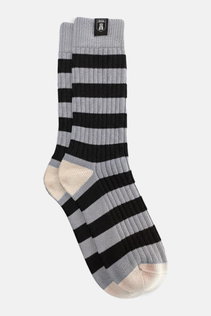 Derbe Socken Basic Knit Striped Grau Schwarz Gestreift