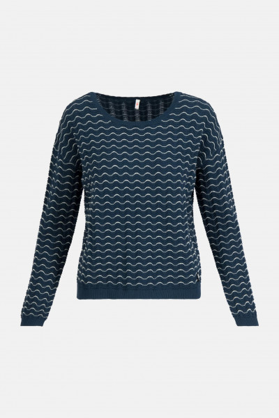 Blutsgeschwister Chic Promenade Blau Damen Pullover Feel Free Wave Wellen Baumwolle Nachhaltig