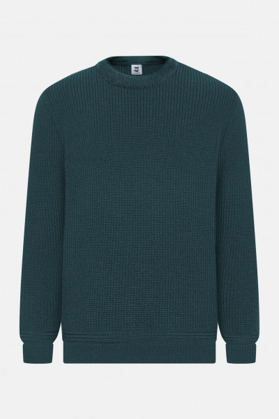 Hanseheld Strickpullover Schurwolle Atlantik Grün GOTS Organic