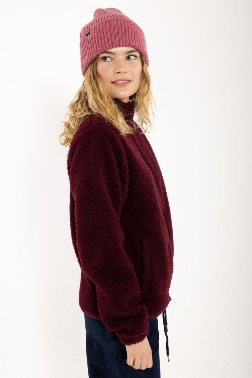 Danefae Danedada Übergangsjacke Bordeaux Weinrot Fleecejacke Wolle