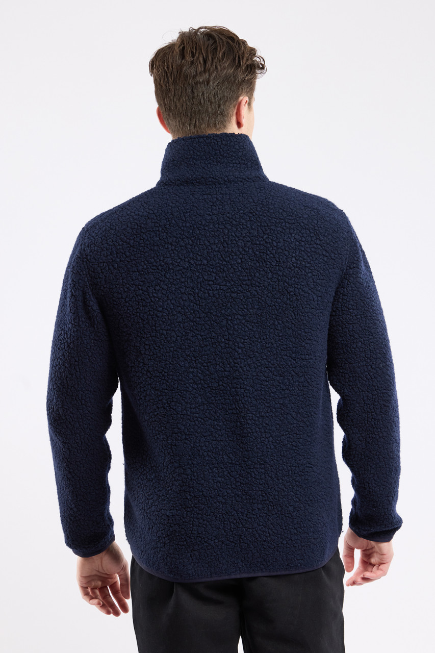 Armor Lux Fleece Jacke Herren Dunkelblau Veste Sherpa Wollmischung