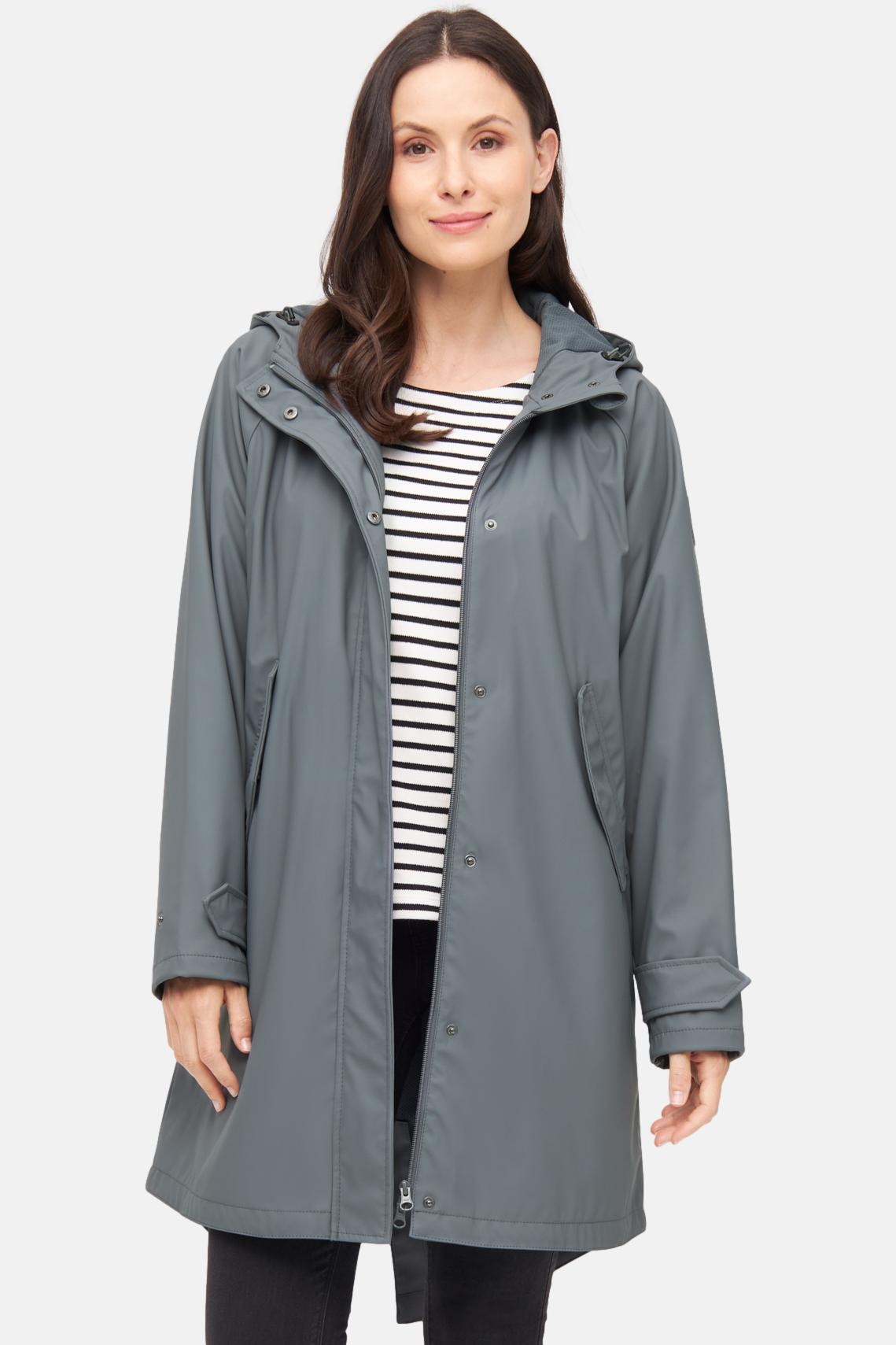 Derbe Regenjacke Friese Traveby Plain Damen Grau