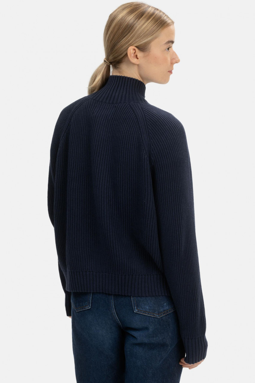 MELA Rippstrick Strickjacke KAMUKA Damen Navy Blau Baumwolle GOTS Organic
