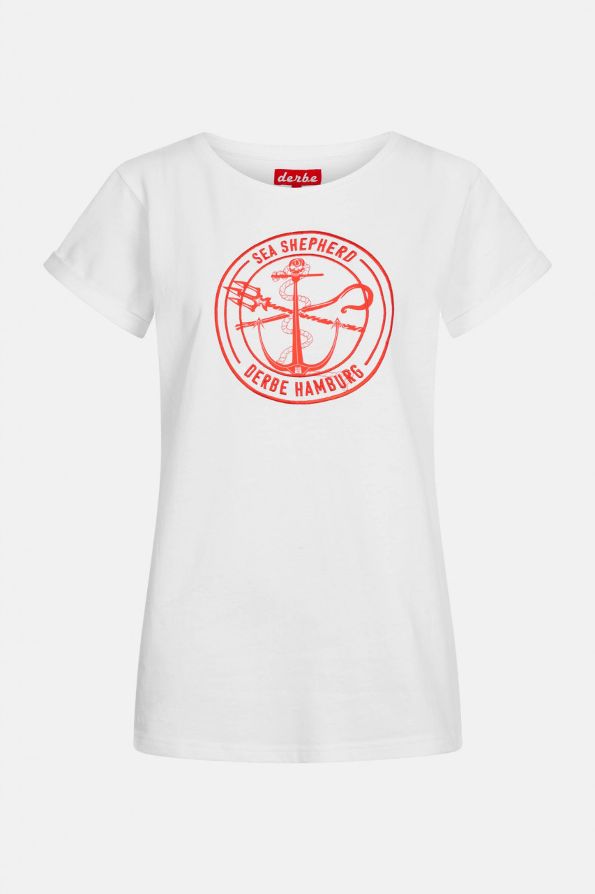 Derbe Barbe Sea Shepherd Gots Organic Damen Shirt White Weiß