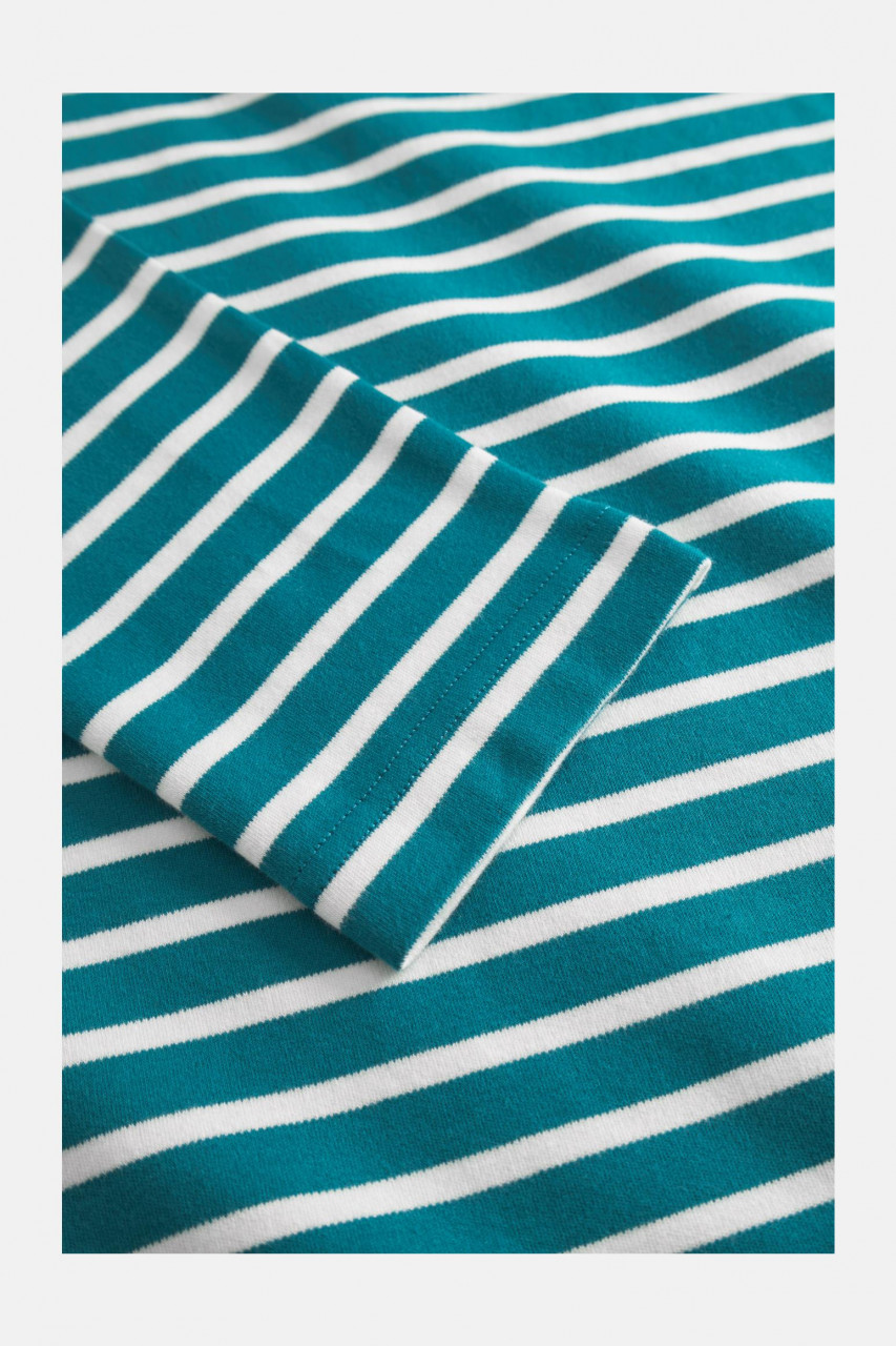 Hanseheld Streifenshirt Damen Petrol-Natur Langarm Blau Grün GOTS Organic