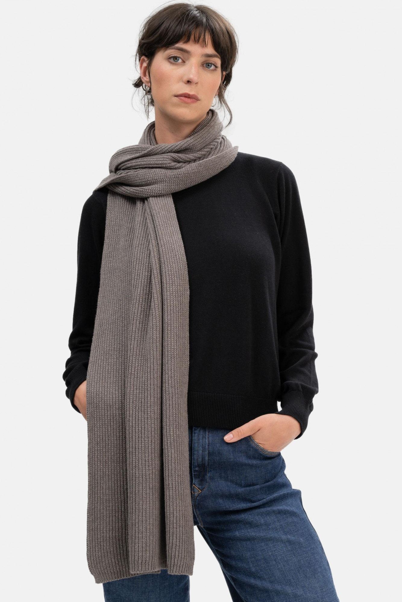 MELA Rippstrick Schal Nagna Braun Meliert GOTS Organic