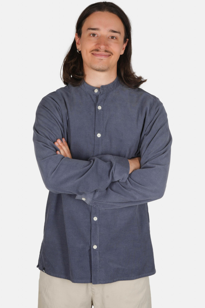 Hanseheld Cordhemd Herren Blau-Grau