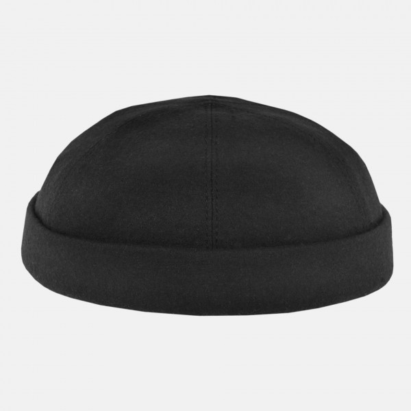 Hanseheld Docker Cap Schwarz Wolle Kurz Flach Docker-Mütze