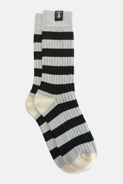 Derbe Socken Basic Knit Striped Grau Schwarz Gestreift