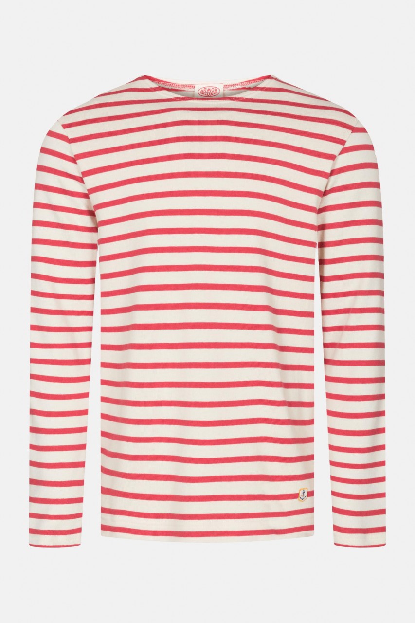 Armor Lux Herren Streifenshirt Mariniere Heritage Nature Cranberry Creme Rot