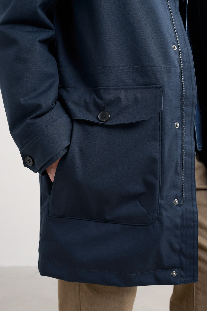 Seasalt Cornwall Regenjacke Tidesman Coat Herren Blau Navy Parka Wintermantel