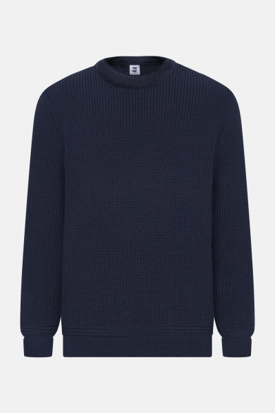 Hanseheld Strickpullover Schurwolle Blau Navy GOTS Organic