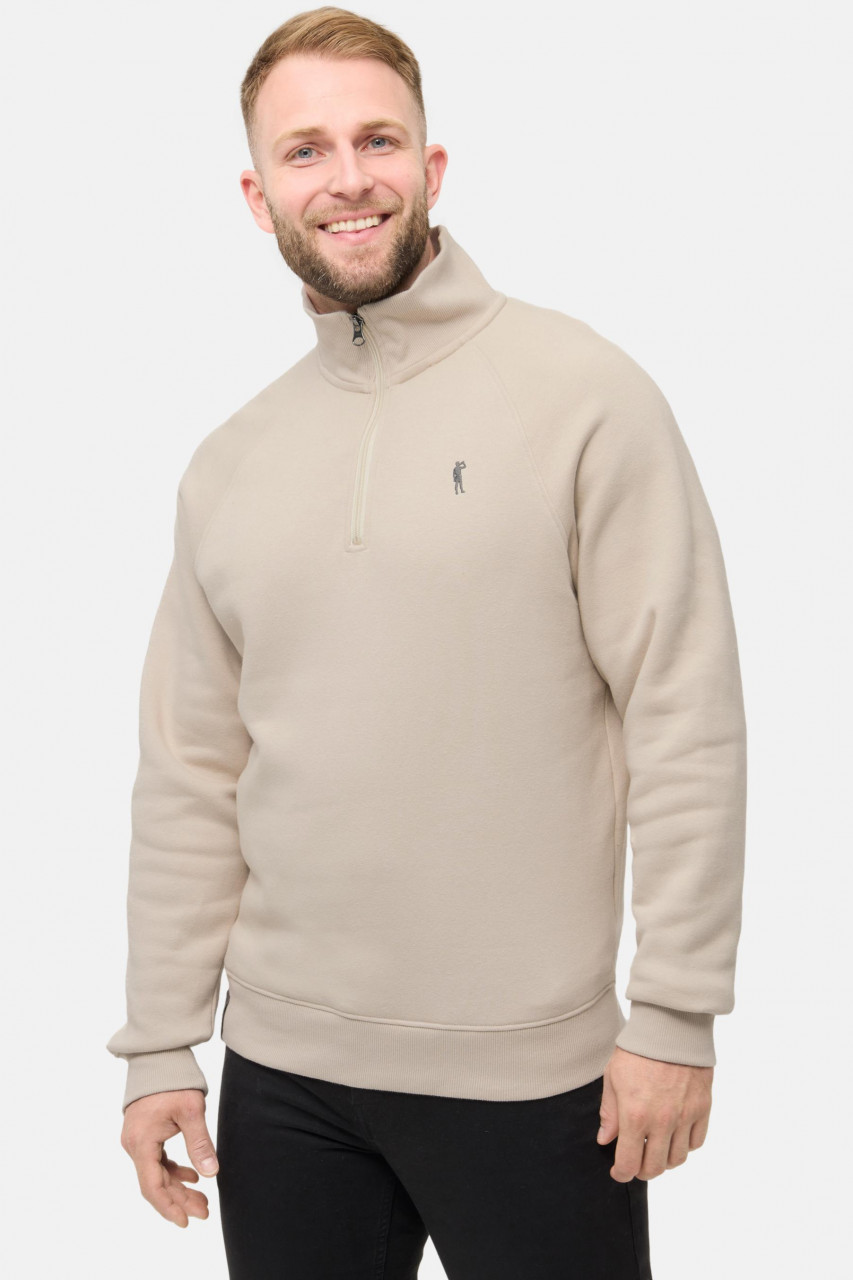 Derbe Halfzip Basic Kippes Herren Beige Sweatshirt GOTS