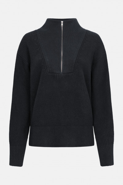 MELA Rippstrick Troyer KIMAYA Damen Schwarz Baumwolle GOTS Organic