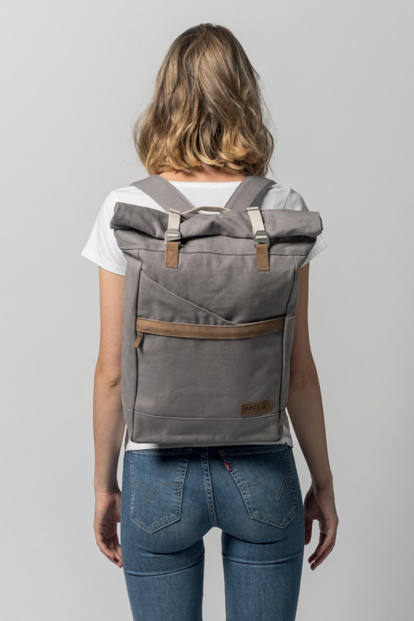 MELA Rucksack Ansvar I Grau Baumwolle Fairtrade Bio