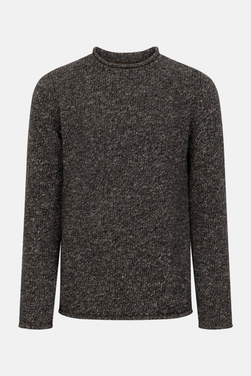 Fisherman out of Ireland Pullover Herren Grau Braun Rollrand