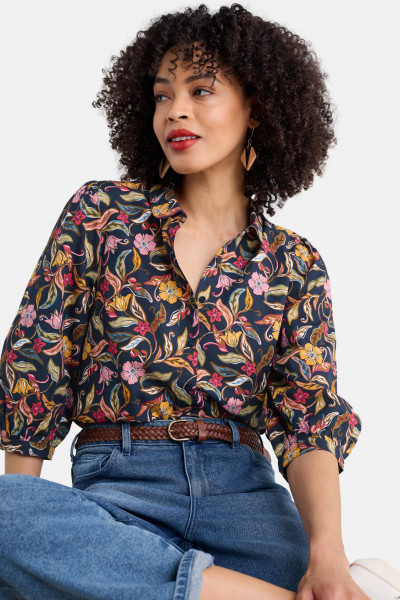 Seasalt Cornwall Bluse Hope Damen Blau Orange Blumen