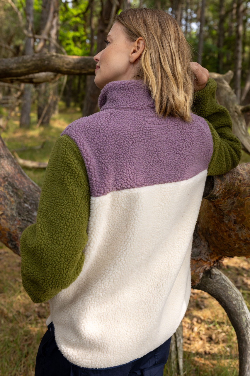 Danefae Danebirk Fleecejacke Oliv Grün Flieder Weiß