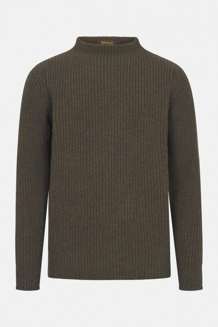 Fisherman out of Ireland Pullover Herren Oliv Grün Rippstrick