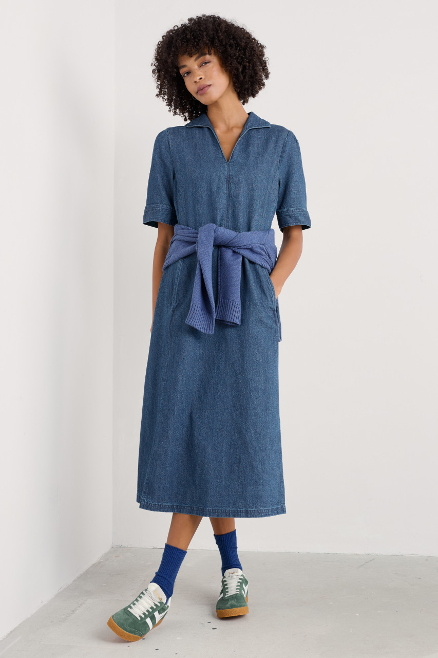 Seasalt Kleid Fen Violet Damen Jeans Blau Mid Wash Fischer