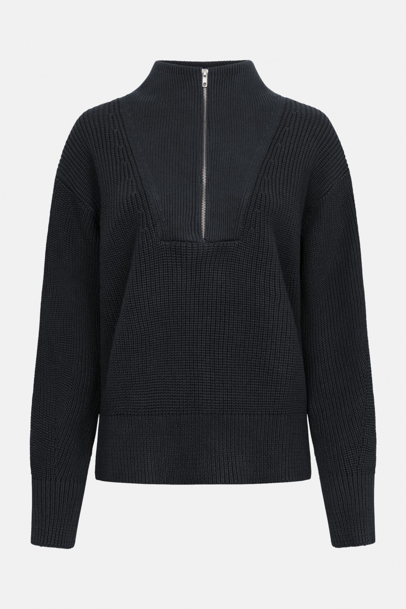 MELA Rippstrick Troyer KIMAYA Damen Schwarz Baumwolle GOTS Organic