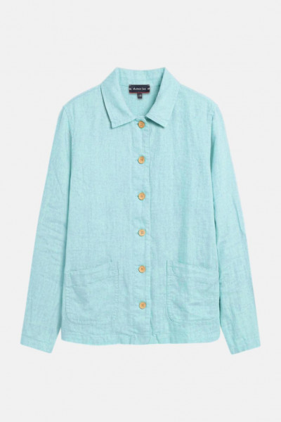 Armor Lux Übergangsjacke Damen Türkis Overshirt Fischerjacke Leinen