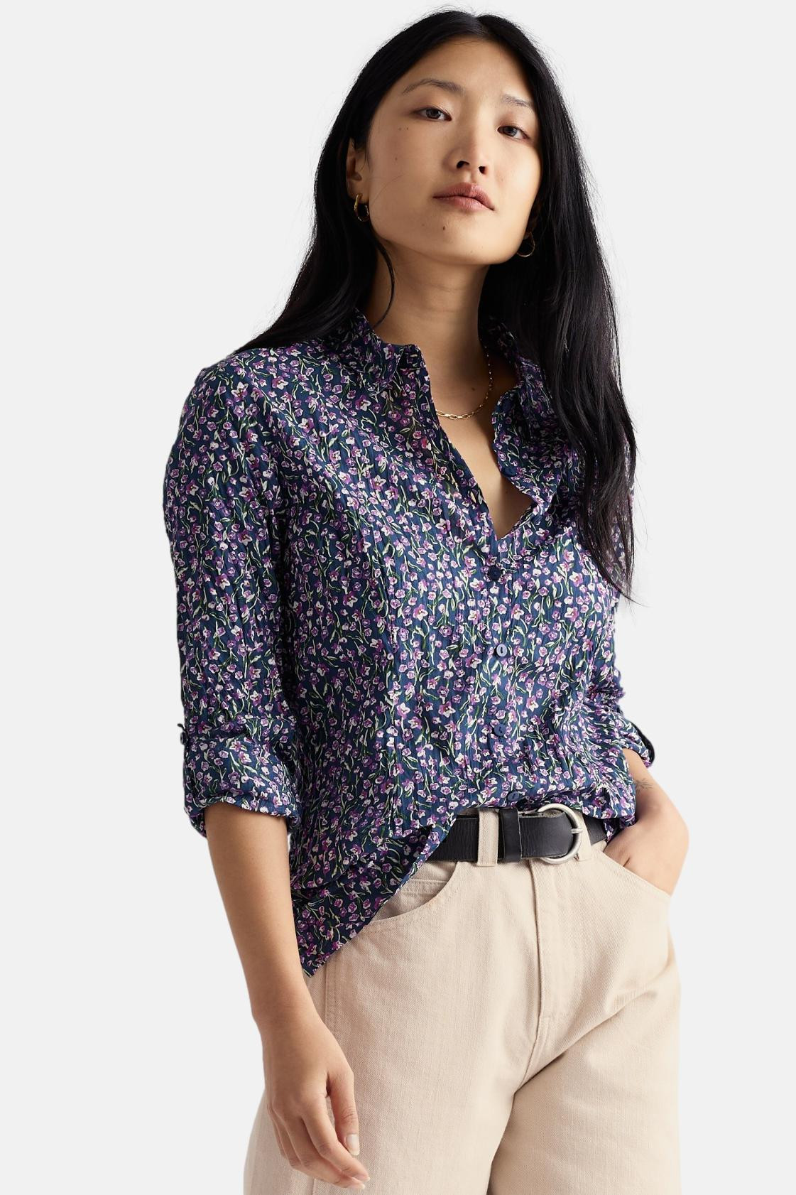 Seasalt Bluse Larissa Damen Blau Lila Blumen Flower